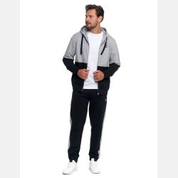 BLUZA męska z kapturem na zamek DWUKOLOROWA szaro-czarna  MORAJ